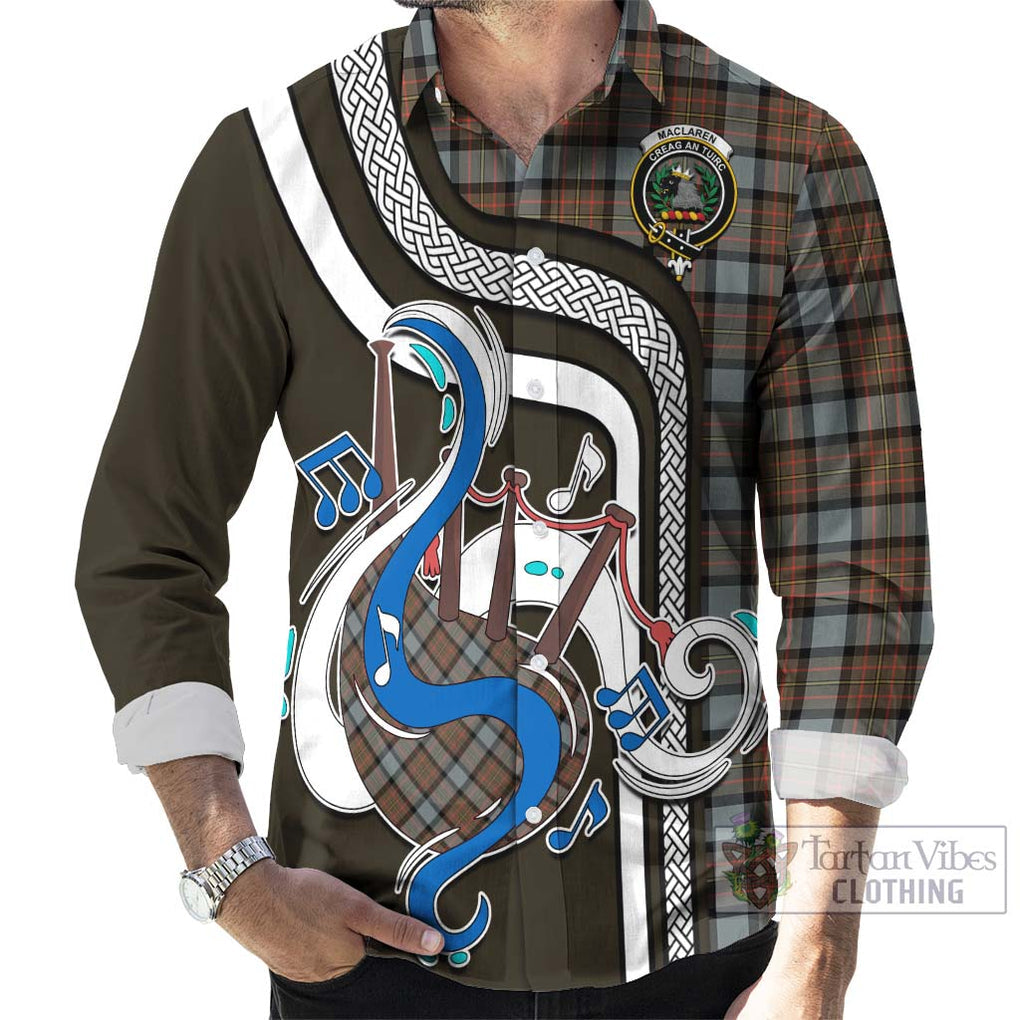 MacLaren Weathered Tartan Long Sleeve Button Shirt with Epic Bagpipe Style - Tartanvibesclothing Shop