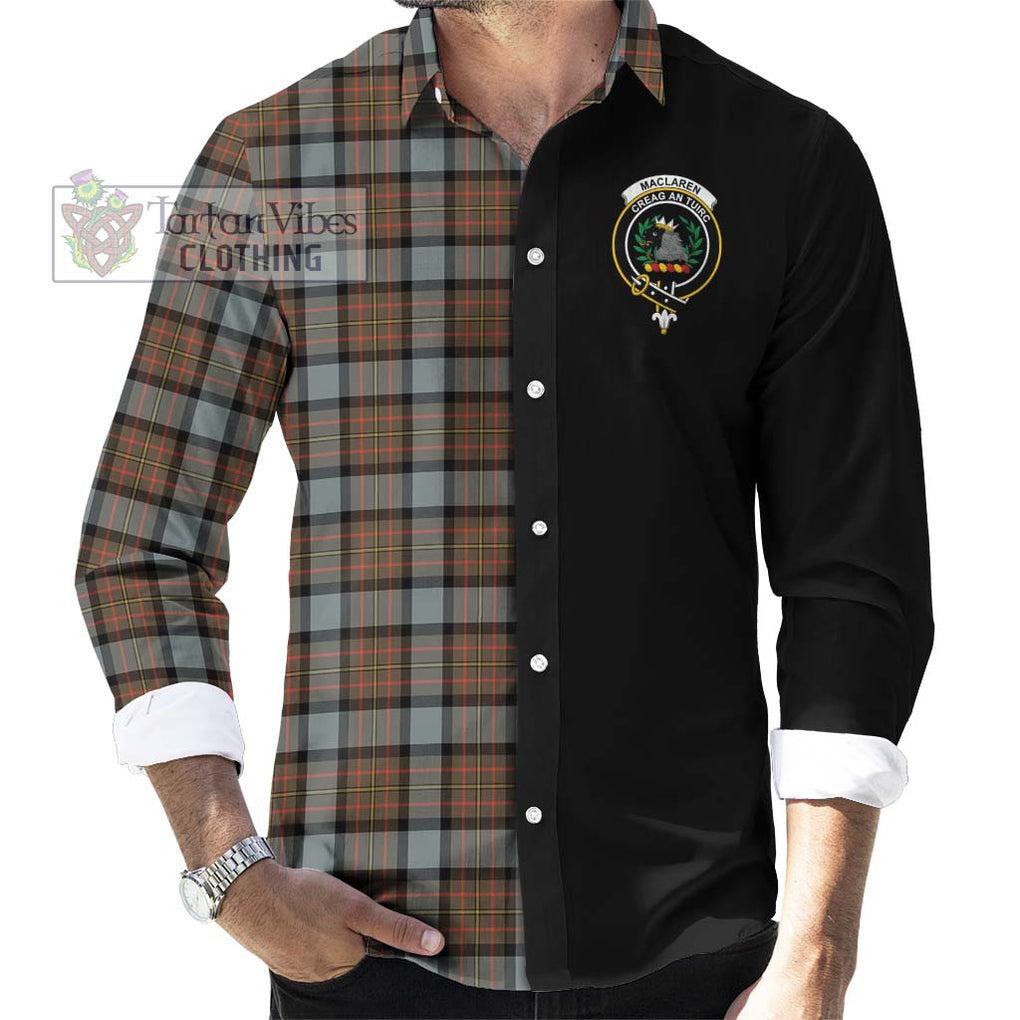 MacLaren Weathered Tartan Long Sleeve Button Shirt with Family Crest and Half Of Me Style - Tartanvibesclothing Shop