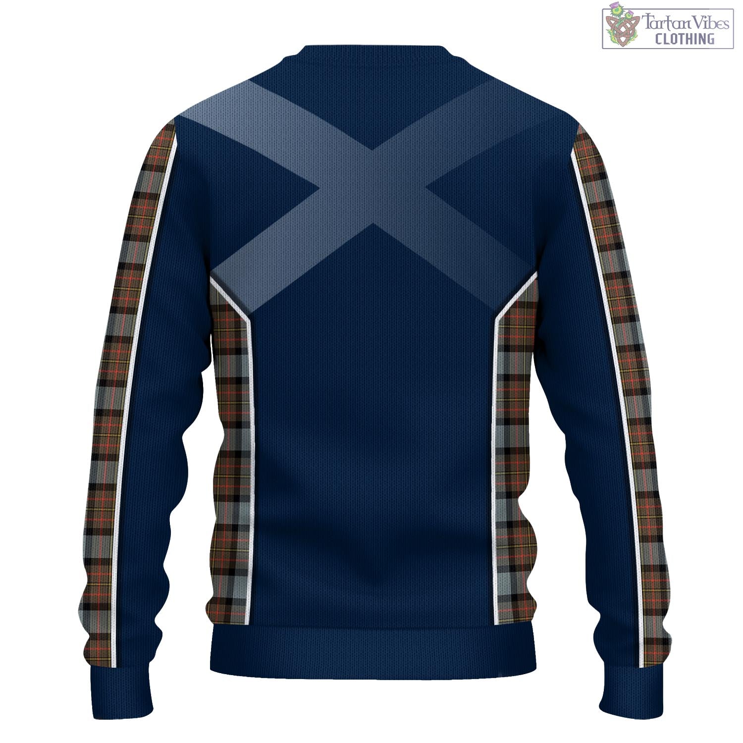 Tartan Vibes Clothing MacLaren Weathered Tartan Knitted Sweatshirt with Family Crest and Scottish Thistle Vibes Sport Style