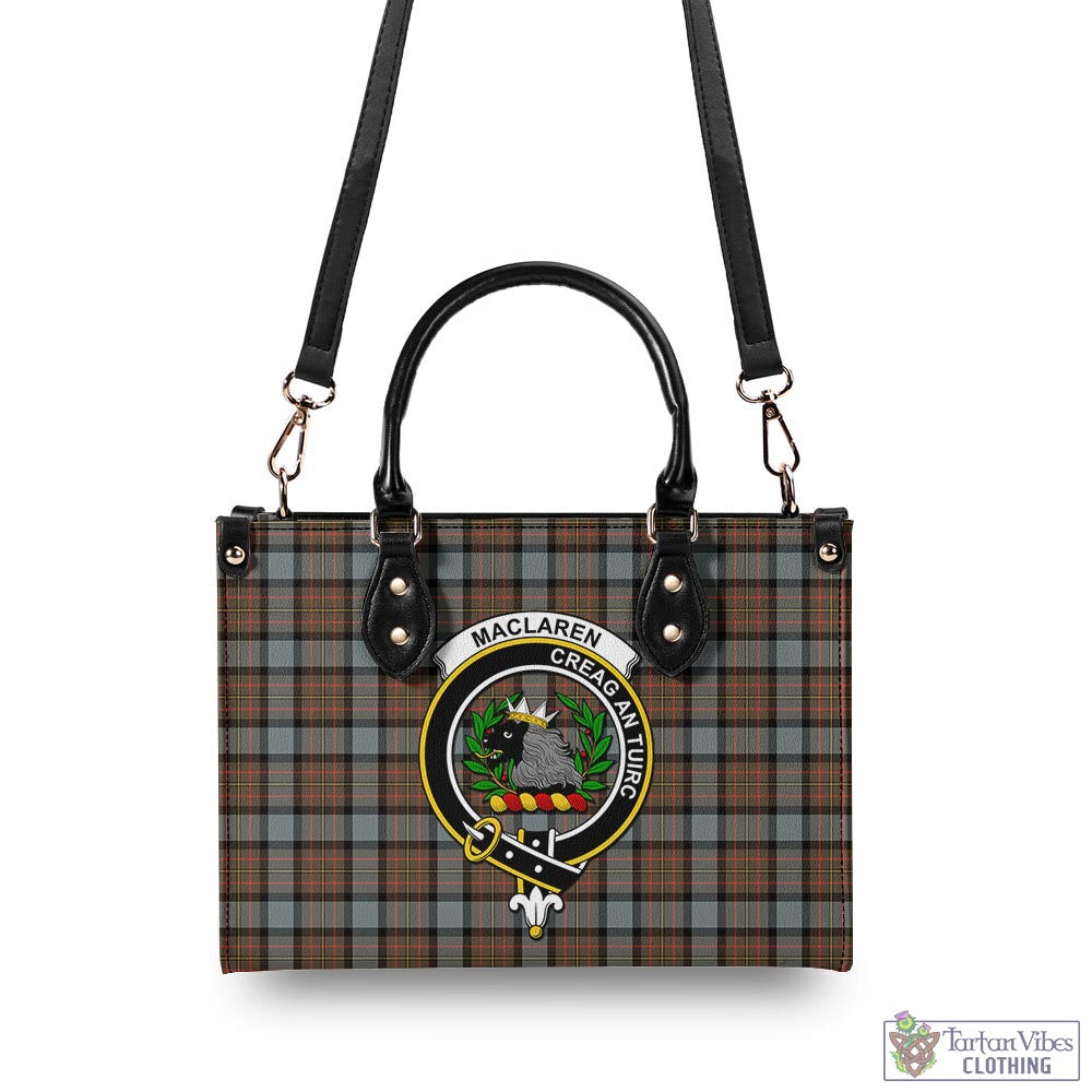 Tartan Vibes Clothing MacLaren Weathered Tartan Luxury Leather Handbags with Family Crest