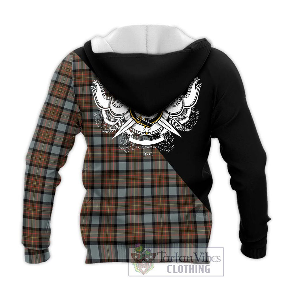 MacLaren Weathered Tartan Knitted Hoodie with Family Crest and Military Logo Style - Tartanvibesclothing Shop