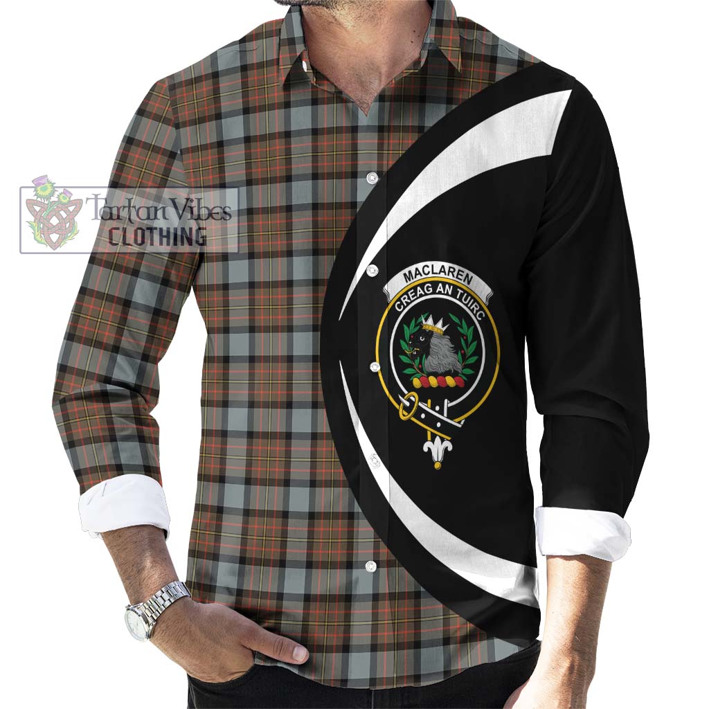 MacLaren Weathered Tartan Long Sleeve Button Up with Family Crest Circle Style - Tartan Vibes Clothing