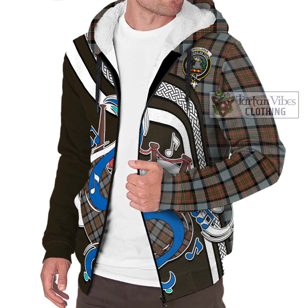 MacLaren Weathered Tartan Sherpa Hoodie with Epic Bagpipe Style Unisex - Tartanvibesclothing Shop