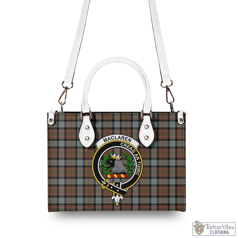 Tartan Vibes Clothing MacLaren Weathered Tartan Luxury Leather Handbags with Family Crest