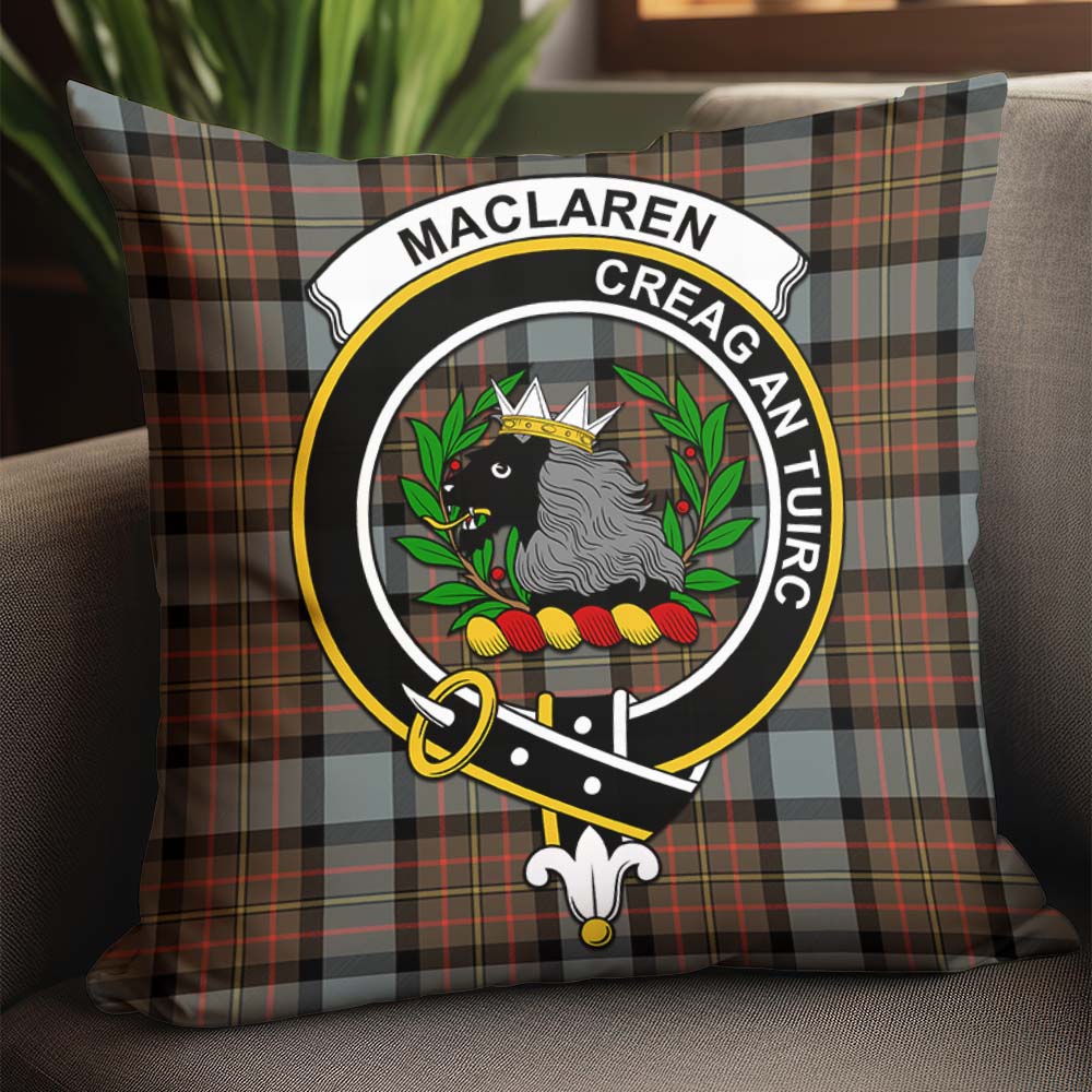 MacLaren Weathered Tartan Pillow Cover with Family Crest - Tartanvibesclothing