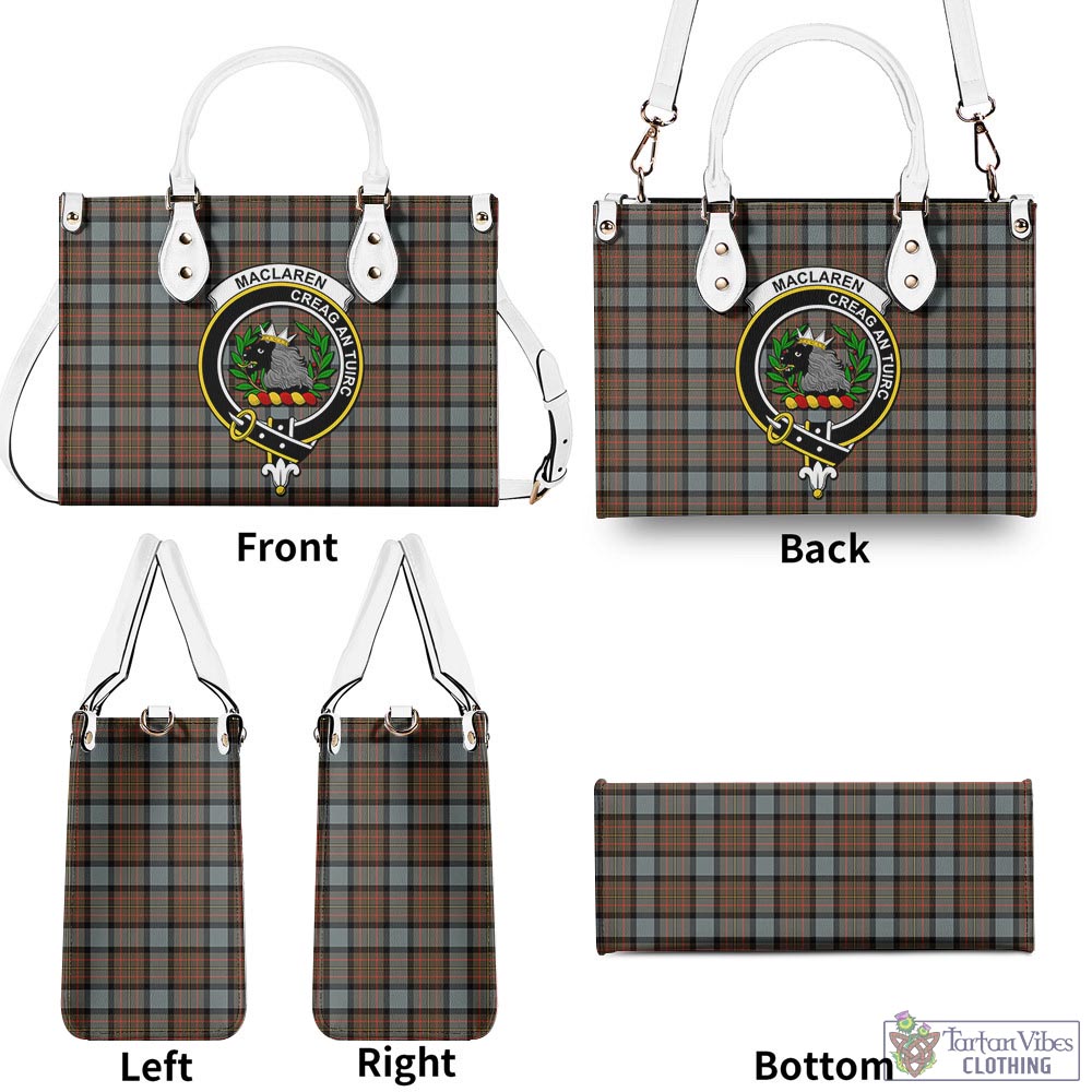 Tartan Vibes Clothing MacLaren Weathered Tartan Luxury Leather Handbags with Family Crest