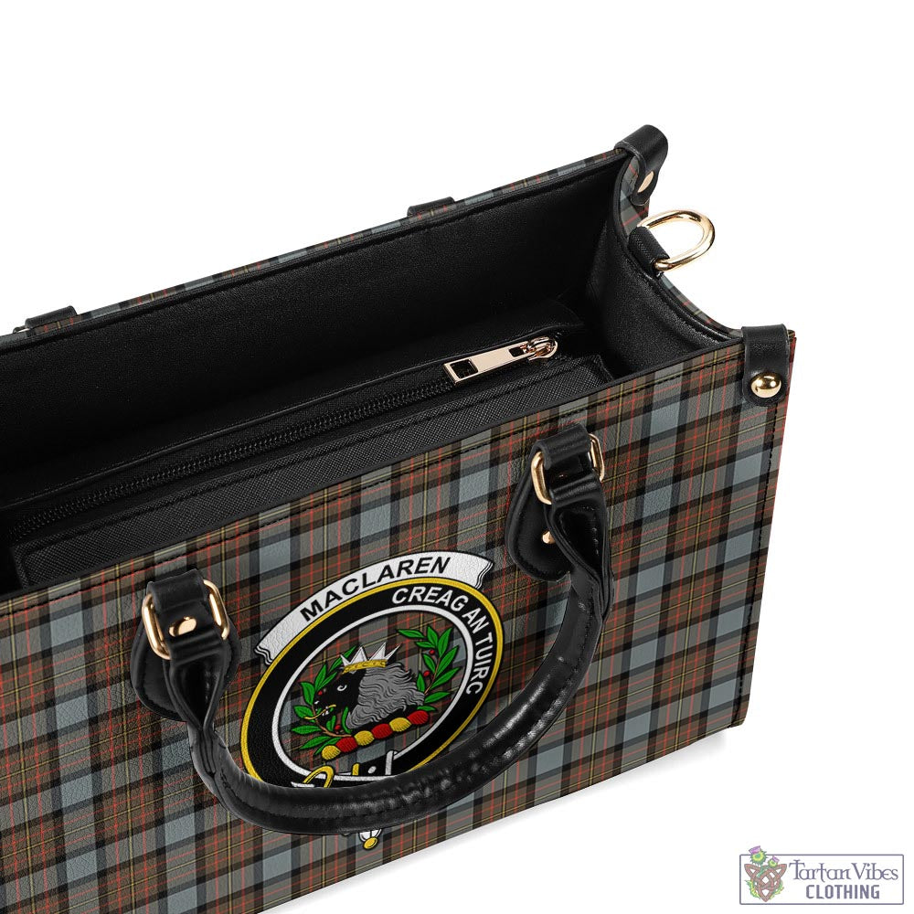 Tartan Vibes Clothing MacLaren Weathered Tartan Luxury Leather Handbags with Family Crest