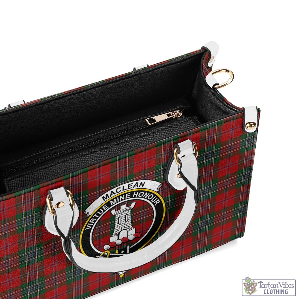 Tartan Vibes Clothing MacLean Tartan Luxury Leather Handbags with Family Crest