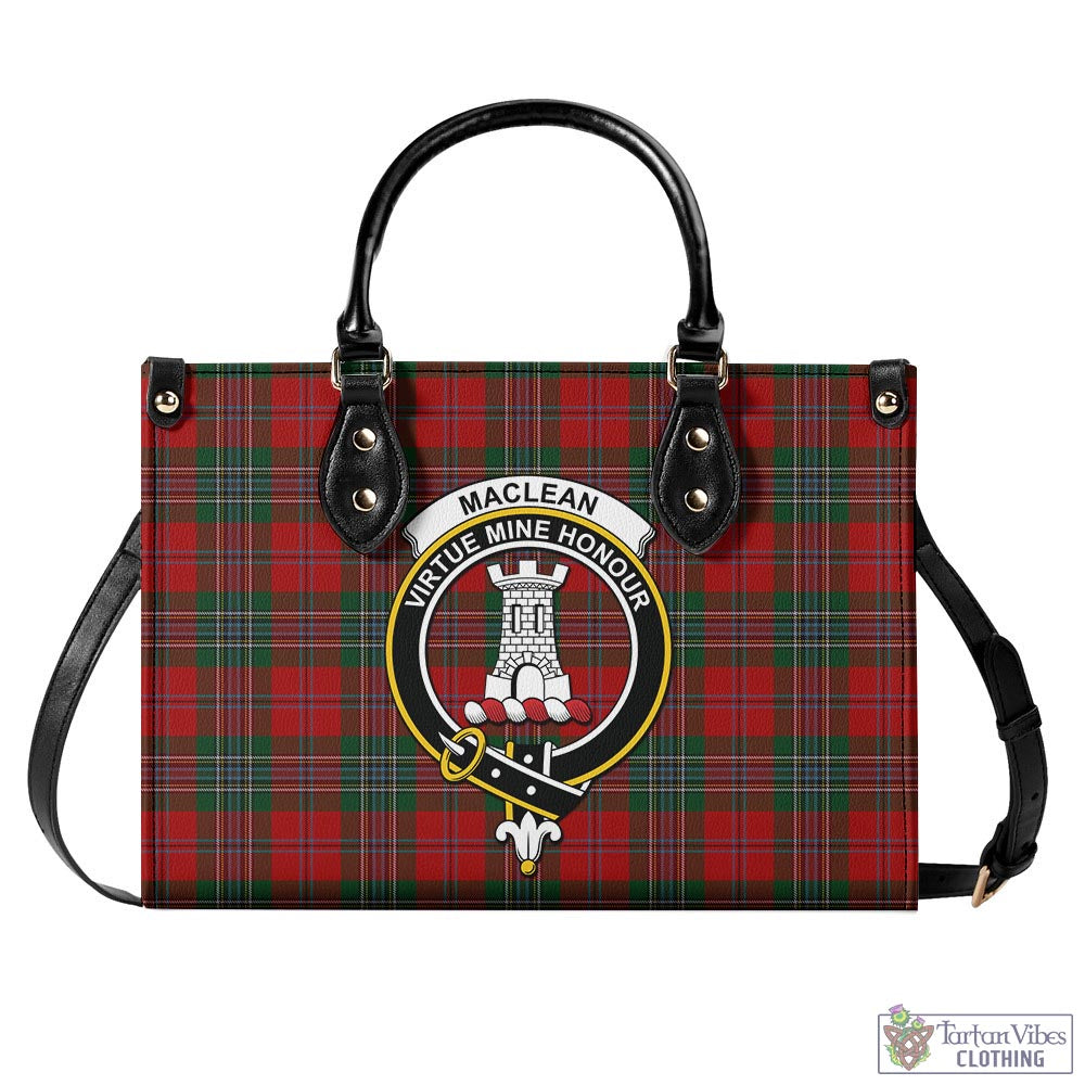 Tartan Vibes Clothing MacLean Tartan Luxury Leather Handbags with Family Crest