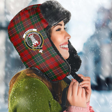 MacLean (McLean) Tartan Winter Trapper Hat with Family Crest