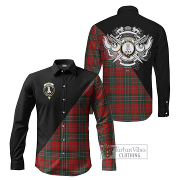 MacLean (McLean) Tartan Long Sleeve Button Shirt with Family Crest and Military Logo Style