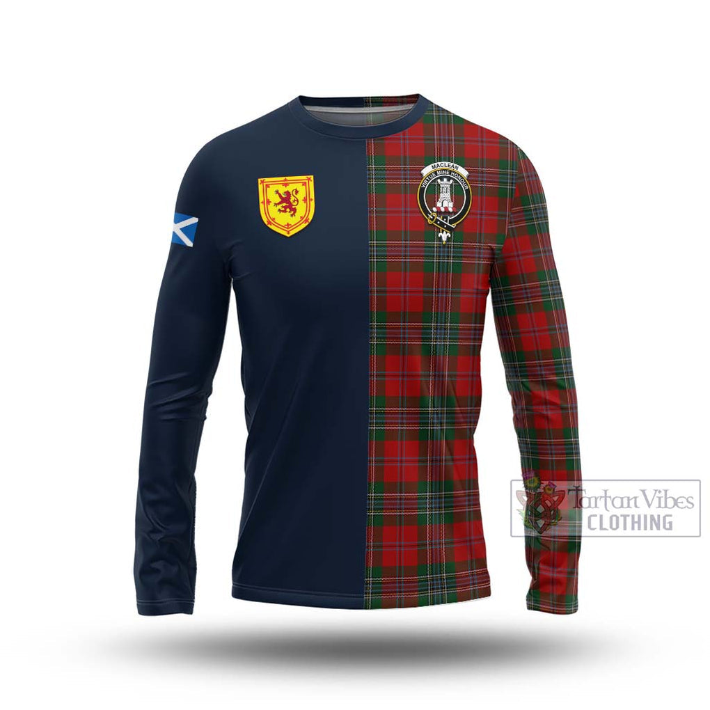 Tartan Vibes Clothing MacLean Tartan Long Sleeve T-Shirt with Scottish Lion Royal Arm Half Style