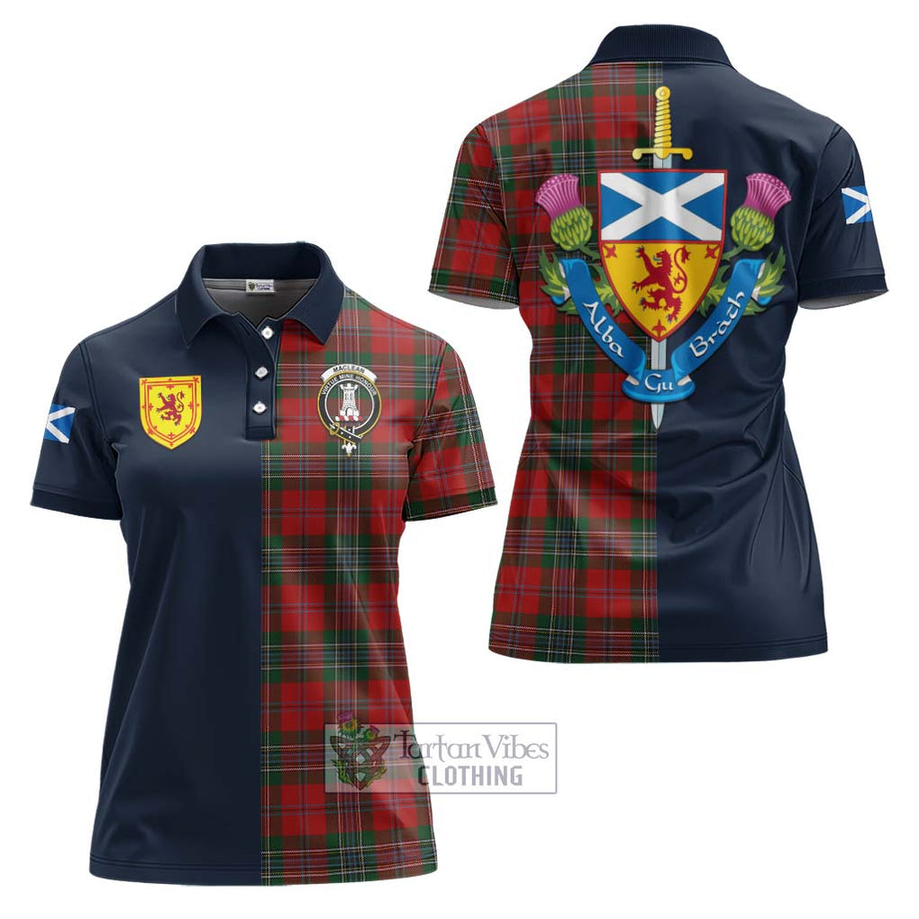 Tartan Vibes Clothing MacLean Tartan Women's Polo Shirt with Scottish Lion Royal Arm Half Style