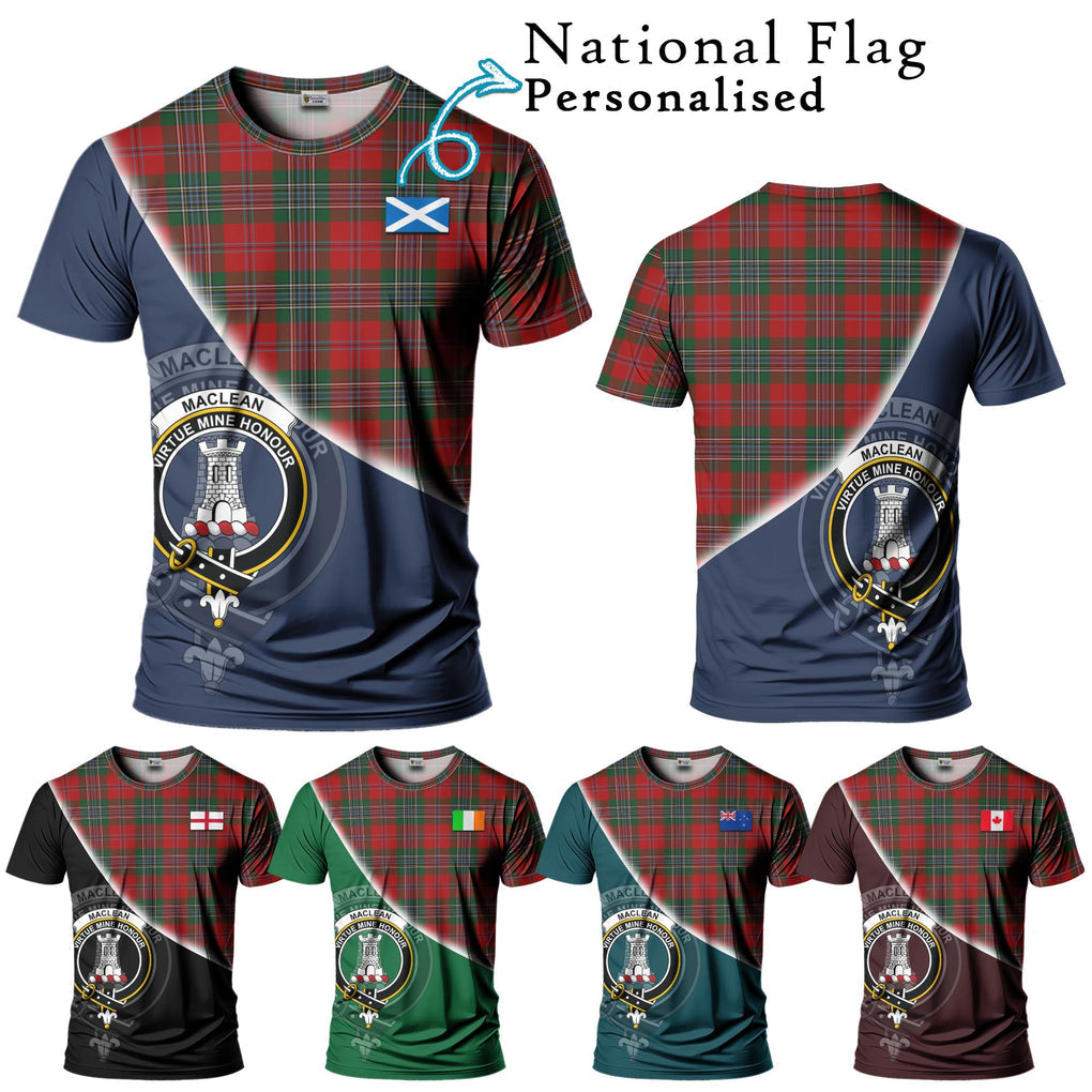 MacLean (McLean) Tartan T-Shirt with Personalised National Flag and Family Crest Half Style Kid's Shirt - Tartanvibesclothing Shop