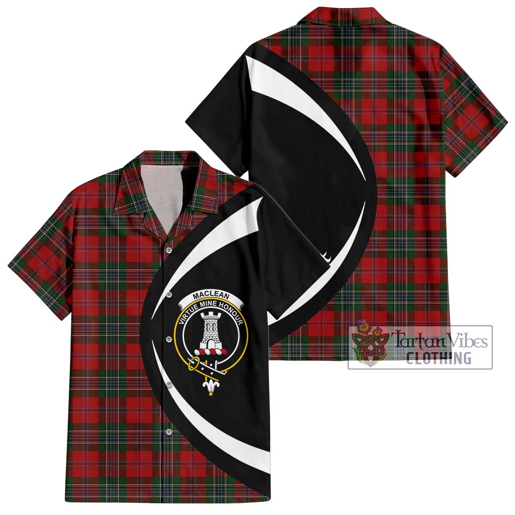 MacLean (McLean) Tartan Short Sleeve Button Up with Family Crest Circle Style Kid - Tartan Vibes Clothing