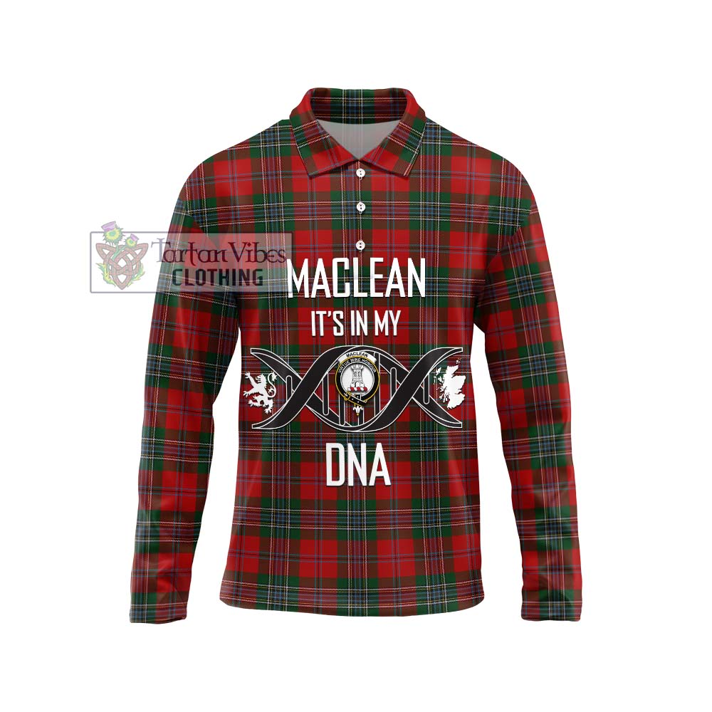 MacLean (McLean) Tartan Long Sleeve Polo Shirt with Family Crest DNA In Me Style Unisex - Tartanvibesclothing Shop