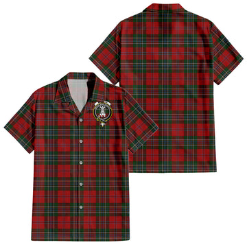 MacLean (McLean) Tartan Short Sleeve Button Down Shirt with Family Crest