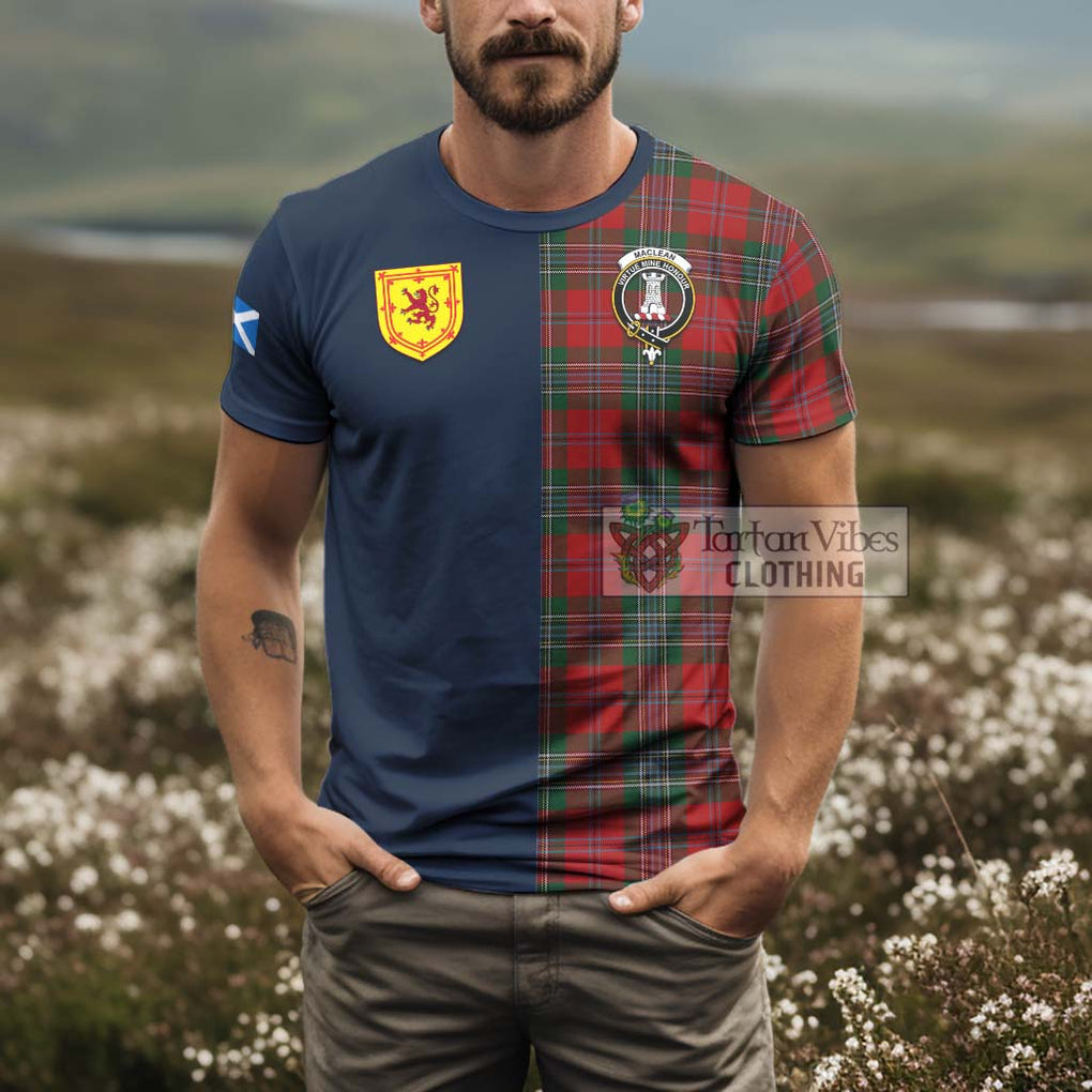 Tartan Vibes Clothing MacLean Tartan T-Shirt Alba with Scottish Lion Royal Arm Half Style