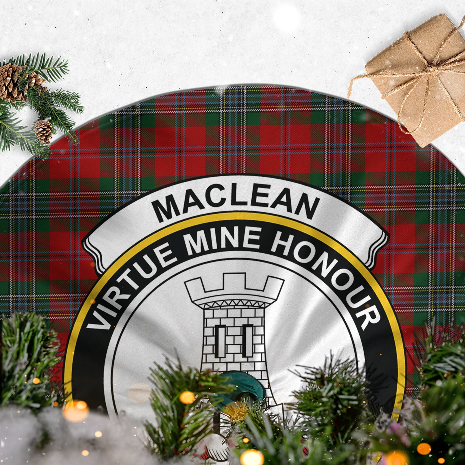 MacLean Tartan Christmas Tree Skirt with Family Crest - Tartanvibesclothing