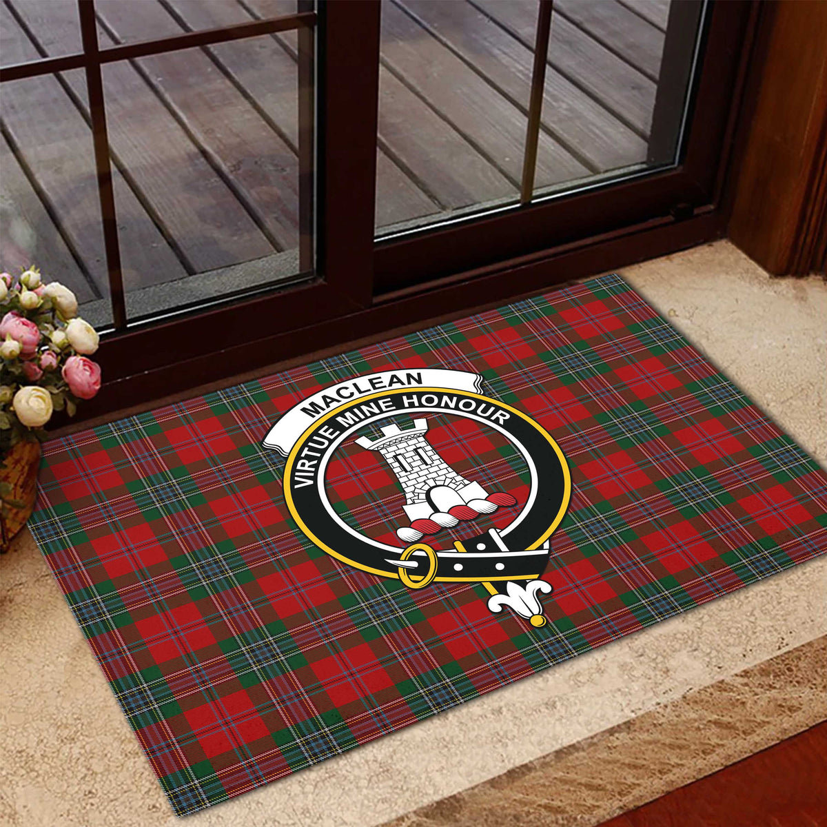 MacLean (McLean) Tartan Rubber Doormat with Family Crest - Tartan Vibes Clothing