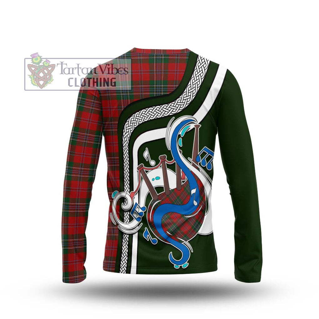 Tartan Vibes Clothing MacLean Tartan Long Sleeve T-Shirt with Epic Bagpipe Style