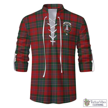 MacLean (McLean) Tartan Men's Scottish Traditional Jacobite Ghillie Kilt Shirt with Family Crest