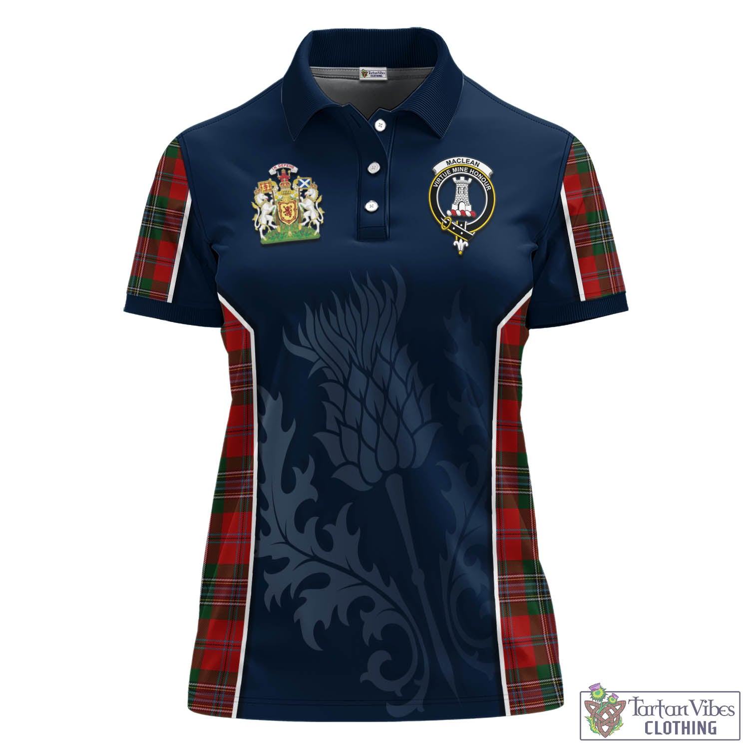 Tartan Vibes Clothing MacLean Tartan Women's Polo Shirt with Family Crest and Scottish Thistle Vibes Sport Style