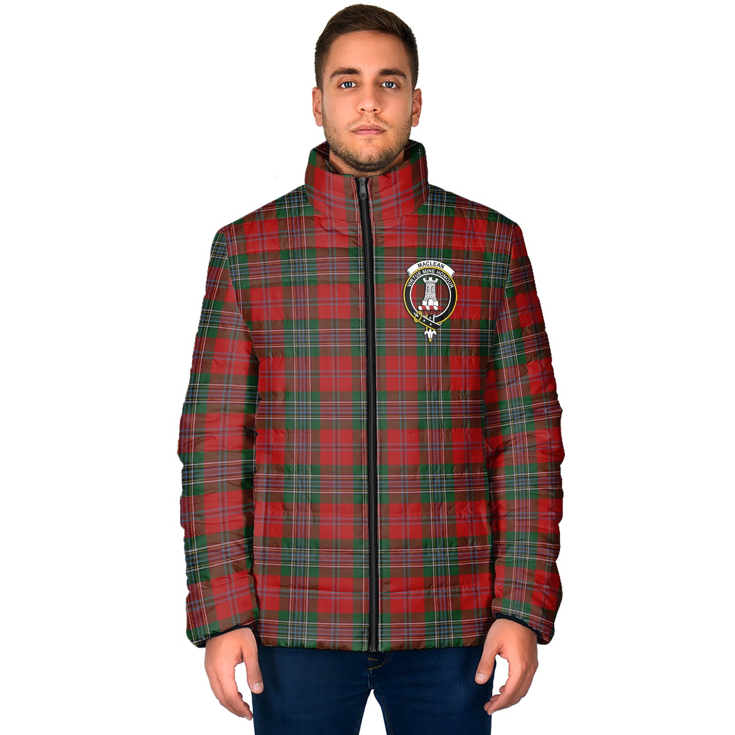 MacLean (McLean) Tartan Padded Jacket with Family Crest - Tartan Vibes Clothing