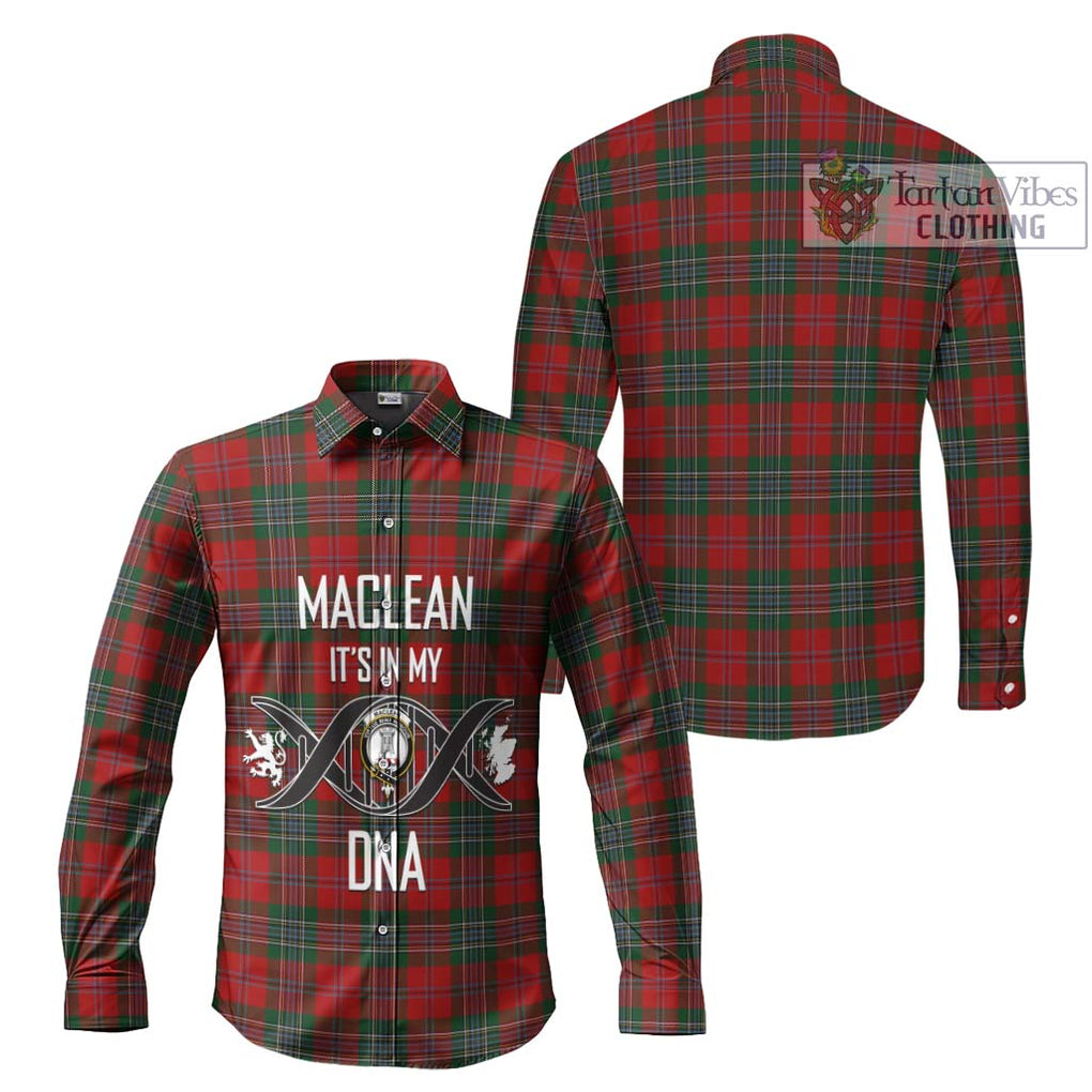 MacLean (McLean) Tartan Long Sleeve Button Shirt with Family Crest DNA In Me Style Men's Shirt - Tartanvibesclothing Shop