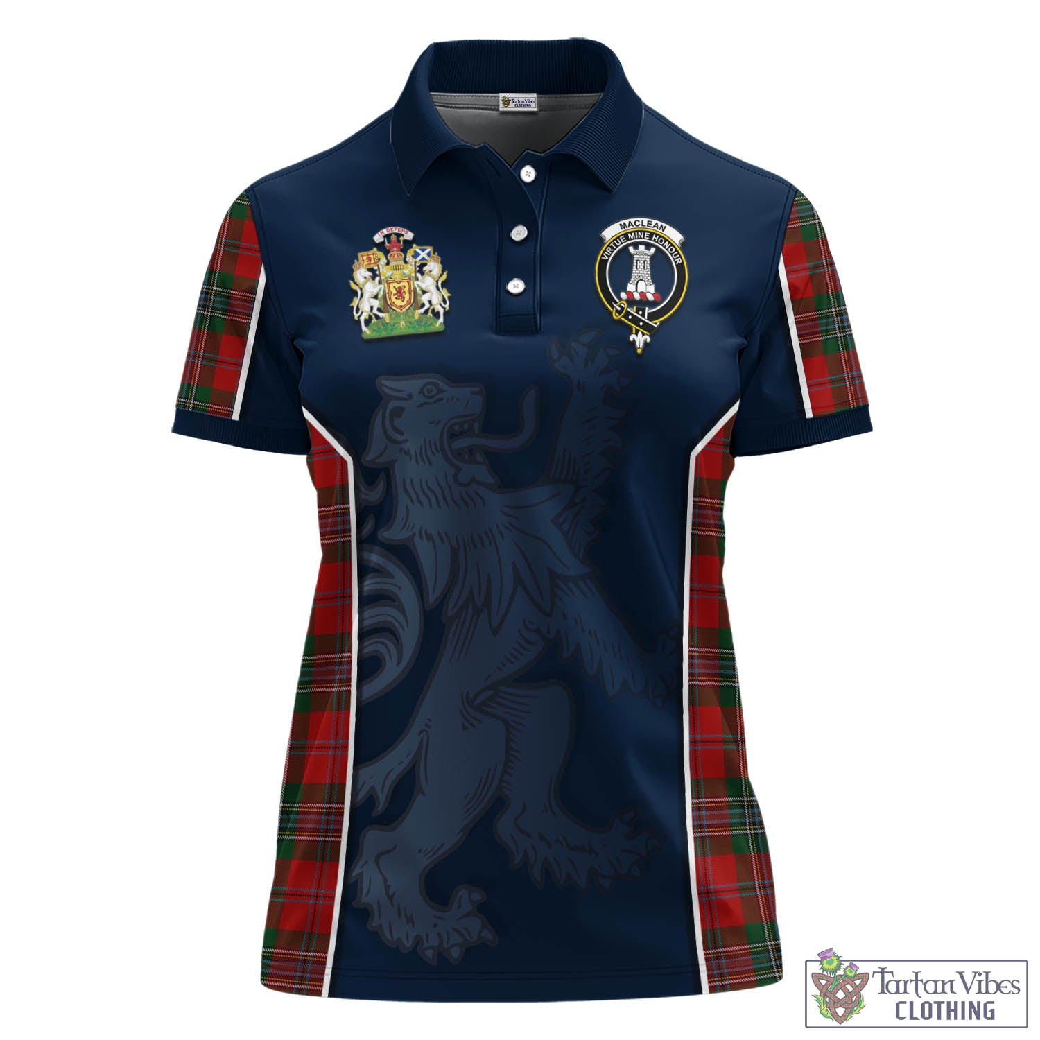 MacLean (McLean) Tartan Women's Polo Shirt with Family Crest and Lion Rampant Vibes Sport Style - Tartan Vibes Clothing