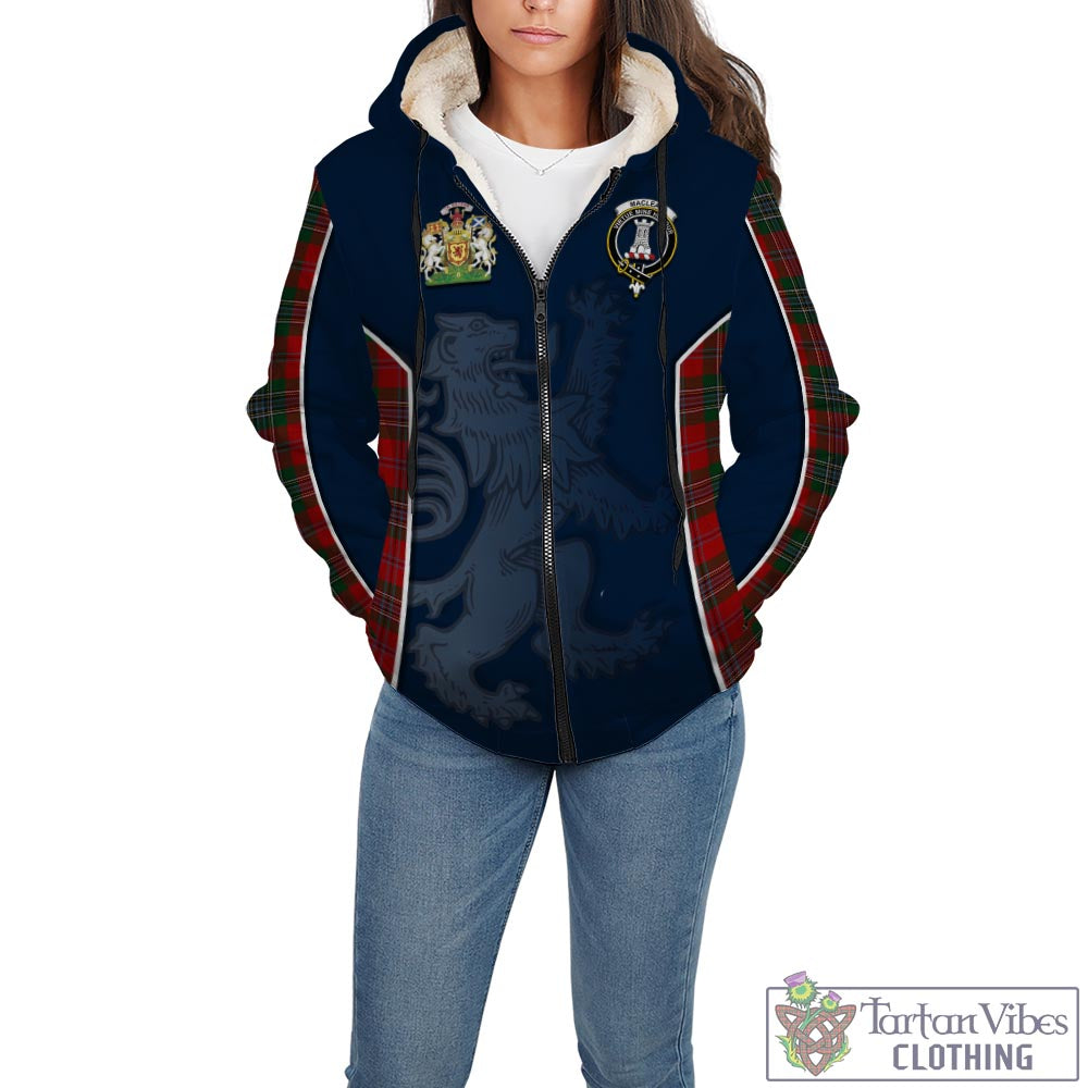 Tartan Vibes Clothing MacLean Tartan Sherpa Hoodie with Family Crest and Lion Rampant Vibes Sport Style