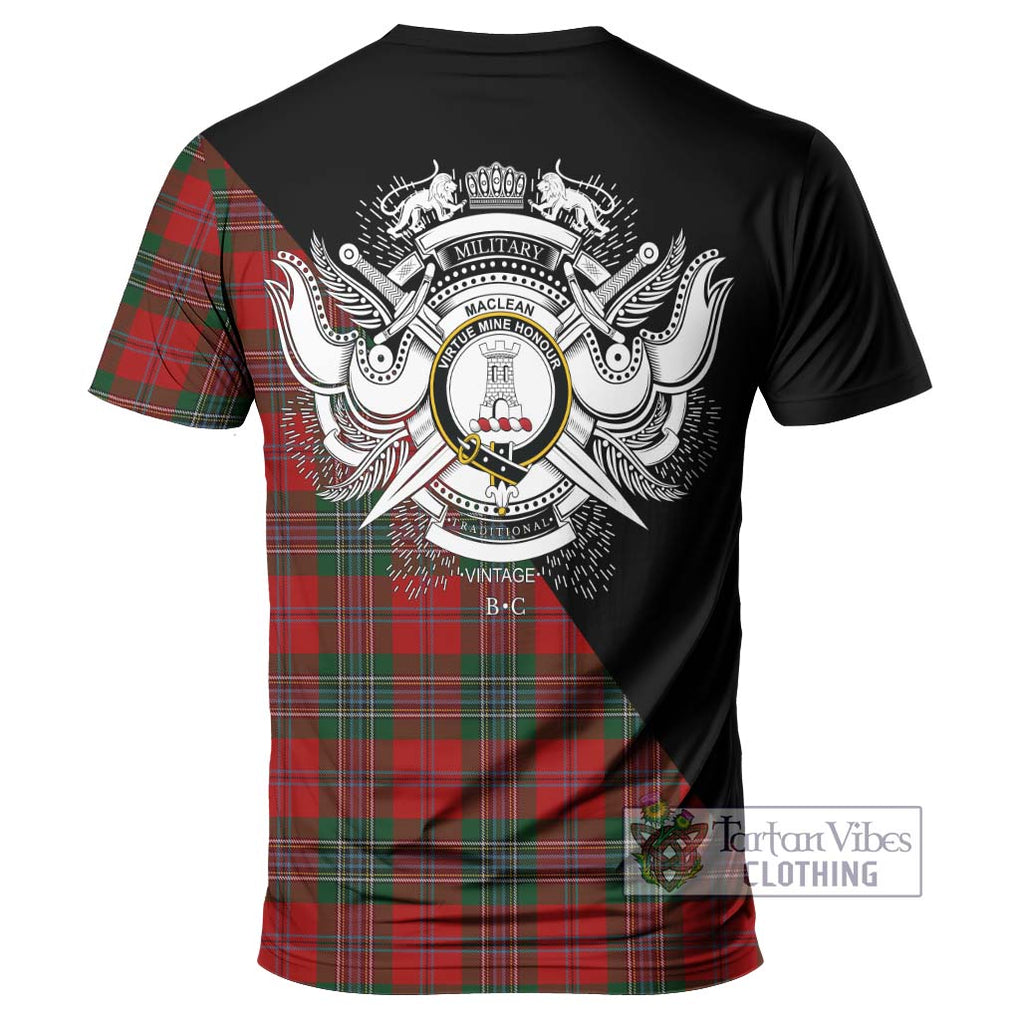 MacLean (McLean) Tartan T-Shirt with Family Crest and Military Logo Style - Tartanvibesclothing Shop