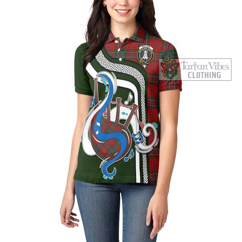 MacLean (McLean) Tartan Women's Polo Shirt with Epic Bagpipe Style - Tartanvibesclothing Shop