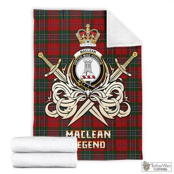 MacLean (McLean) Tartan Blanket with Clan Crest and the Golden Sword of Courageous Legacy