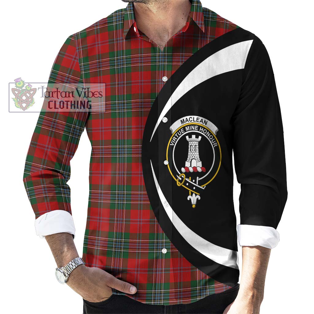 MacLean (McLean) Tartan Long Sleeve Button Up with Family Crest Circle Style - Tartan Vibes Clothing