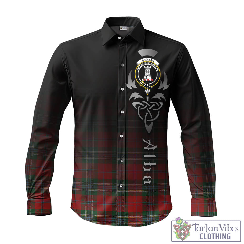 Tartan Vibes Clothing MacLean Tartan Long Sleeve Button Up Featuring Alba Gu Brath Family Crest Celtic Inspired