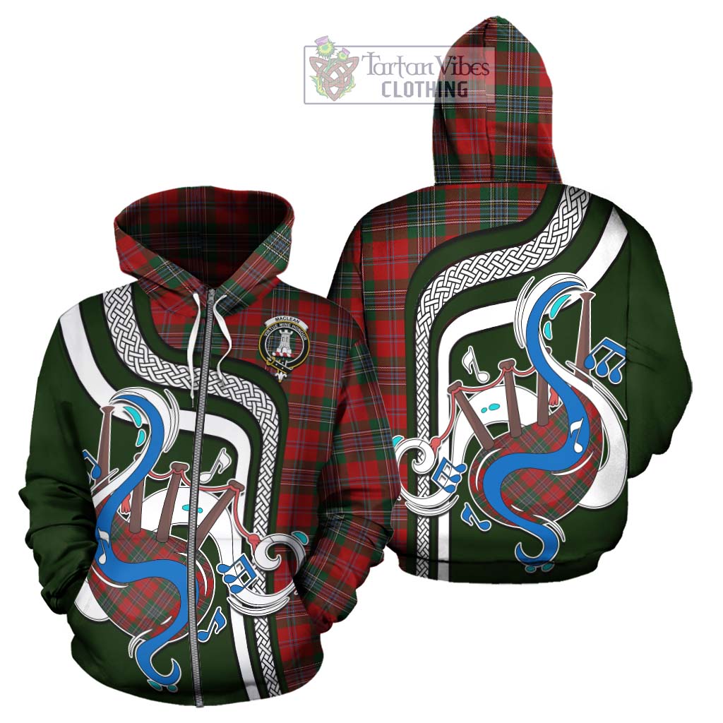 Tartan Vibes Clothing MacLean Tartan Hoodie with Epic Bagpipe Style