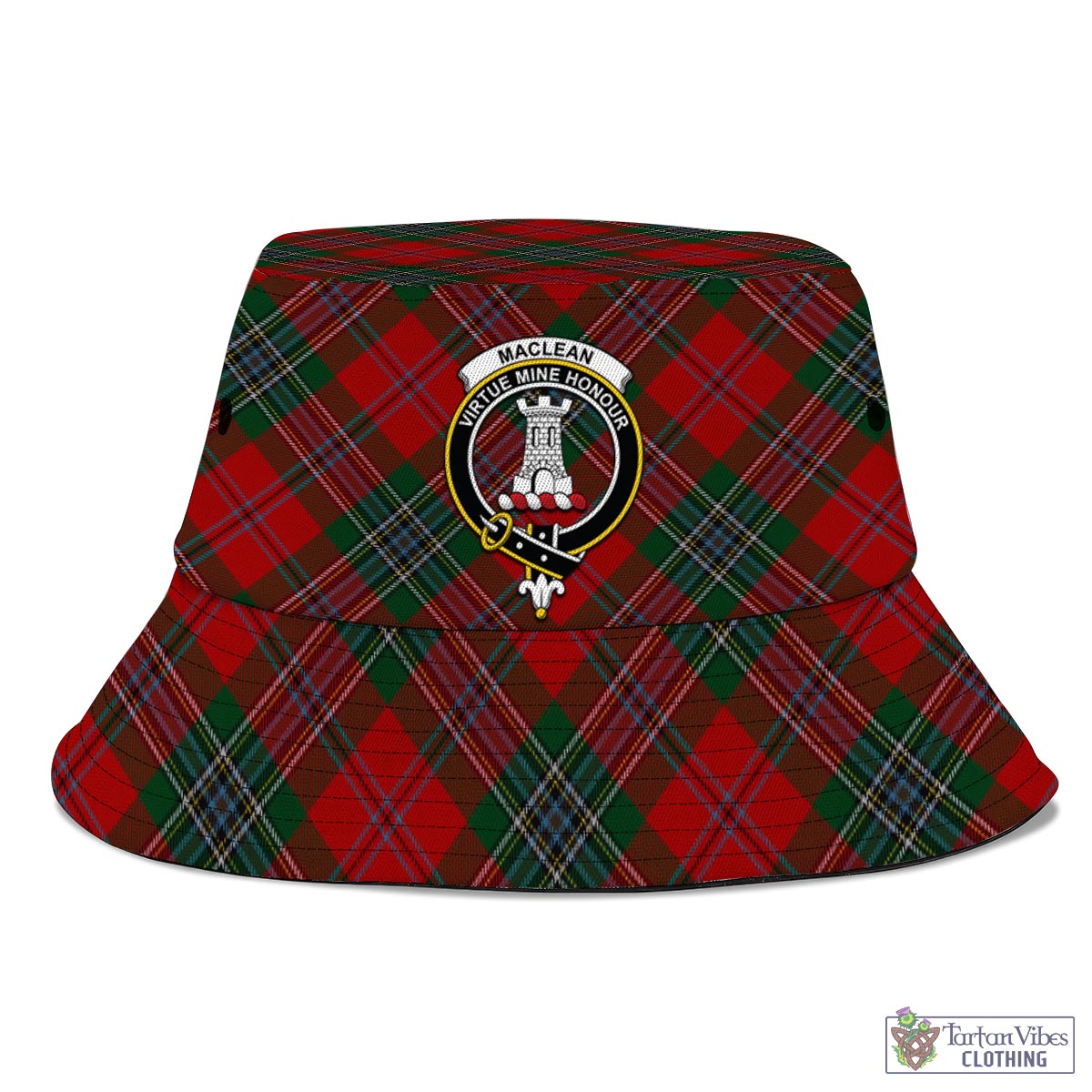 Tartan Vibes Clothing MacLean Tartan Bucket Hat with Family Crest