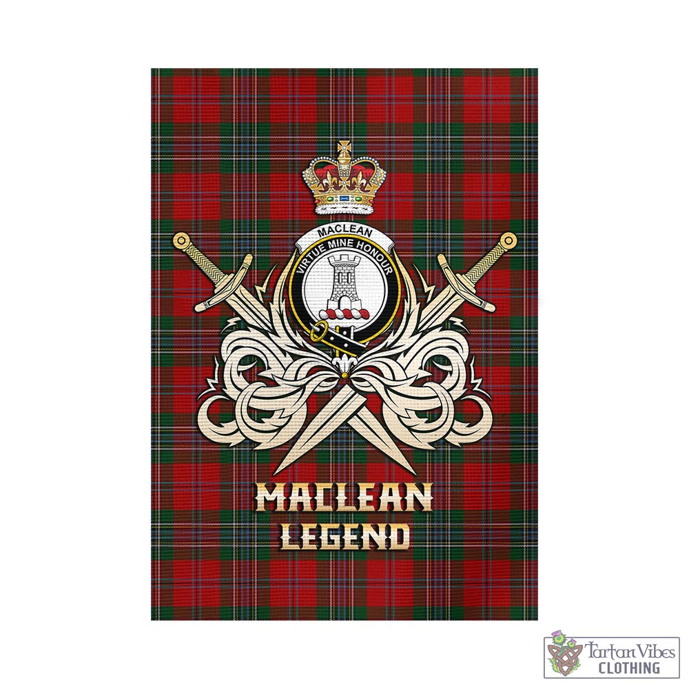 Tartan Vibes Clothing MacLean Tartan Flag with Clan Crest and the Golden Sword of Courageous Legacy