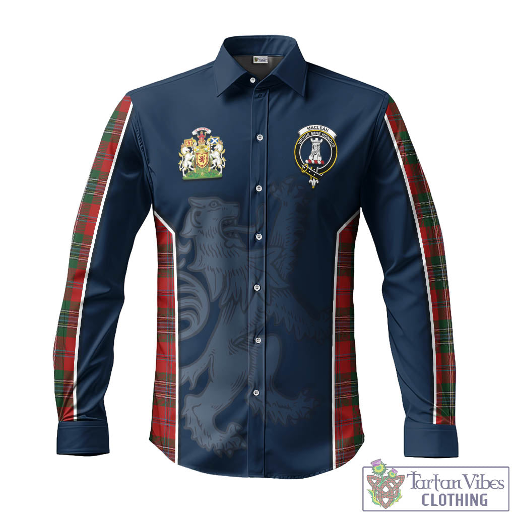 Tartan Vibes Clothing MacLean Tartan Long Sleeve Button Up Shirt with Family Crest and Lion Rampant Vibes Sport Style