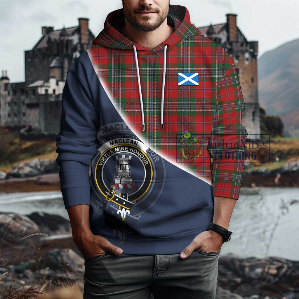 Tartan Vibes Clothing MacLean Tartan Hoodie with Personalised National Flag and Family Crest Half Style