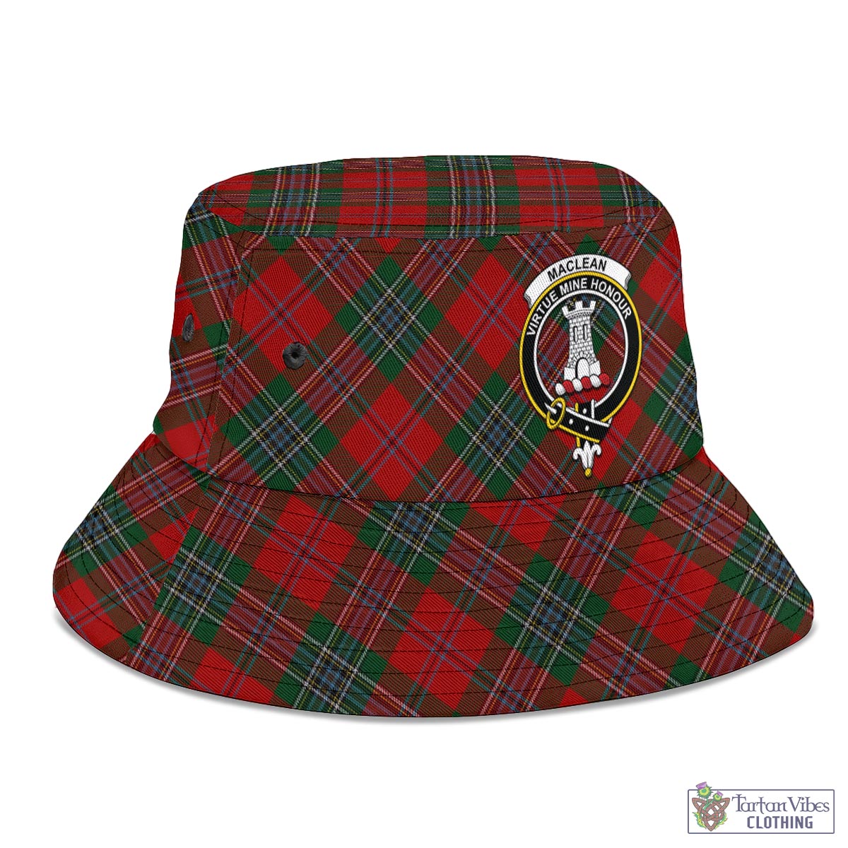 Tartan Vibes Clothing MacLean Tartan Bucket Hat with Family Crest