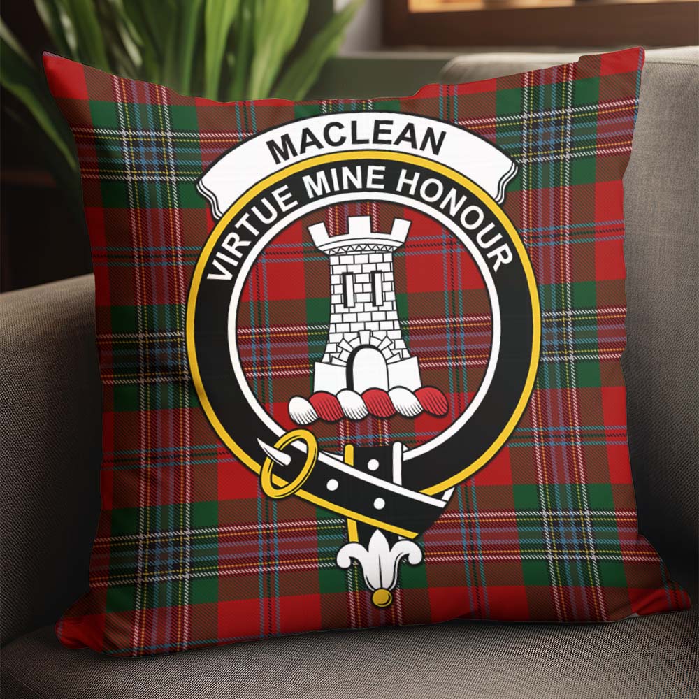 MacLean Tartan Pillow Cover with Family Crest - Tartanvibesclothing