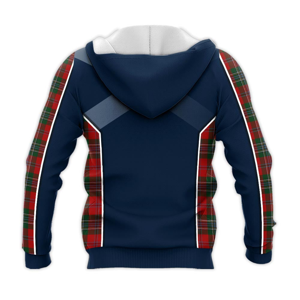 Tartan Vibes Clothing MacLean Tartan Knitted Hoodie with Family Crest and Scottish Thistle Vibes Sport Style