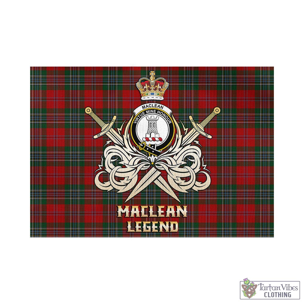 Tartan Vibes Clothing MacLean Tartan Flag with Clan Crest and the Golden Sword of Courageous Legacy