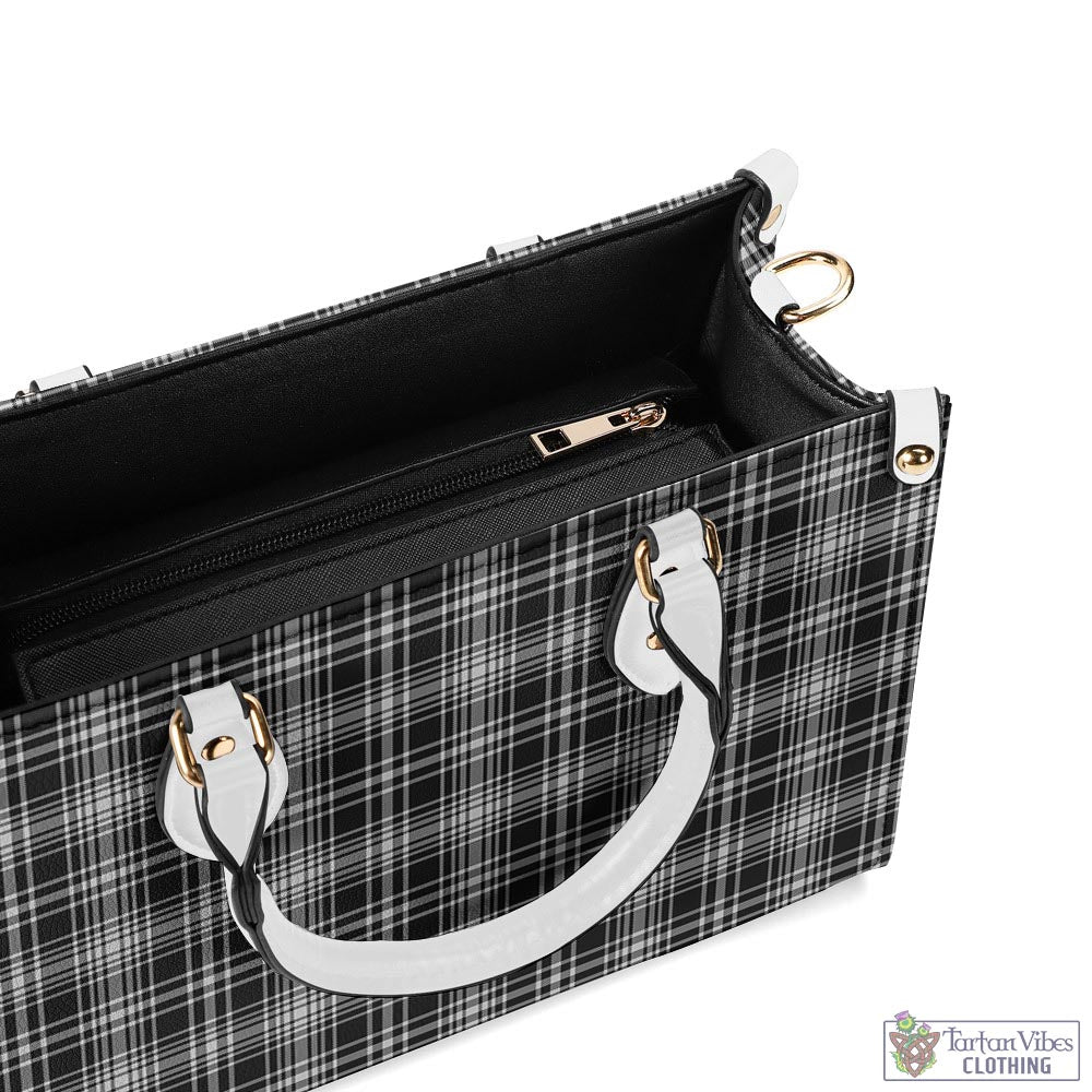 Tartan Vibes Clothing MacLean Black and White Tartan Luxury Leather Handbags