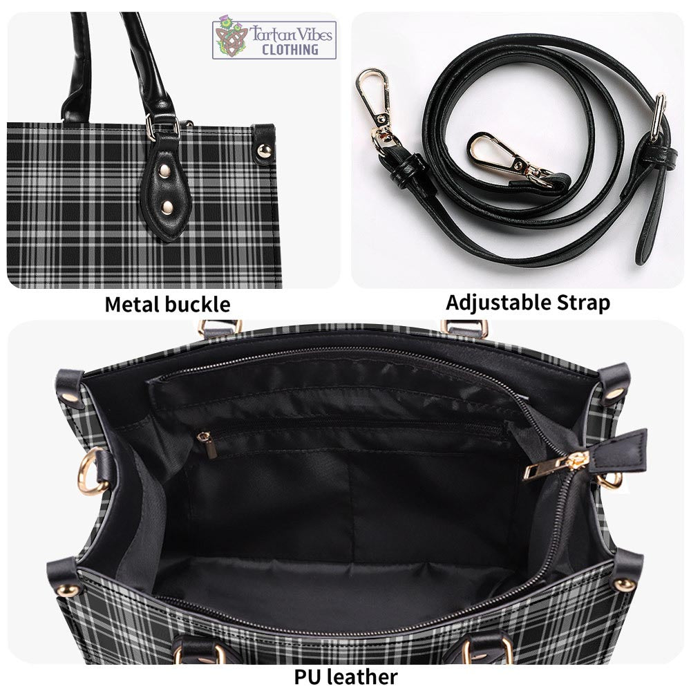 Tartan Vibes Clothing MacLean Black and White Tartan Luxury Leather Handbags