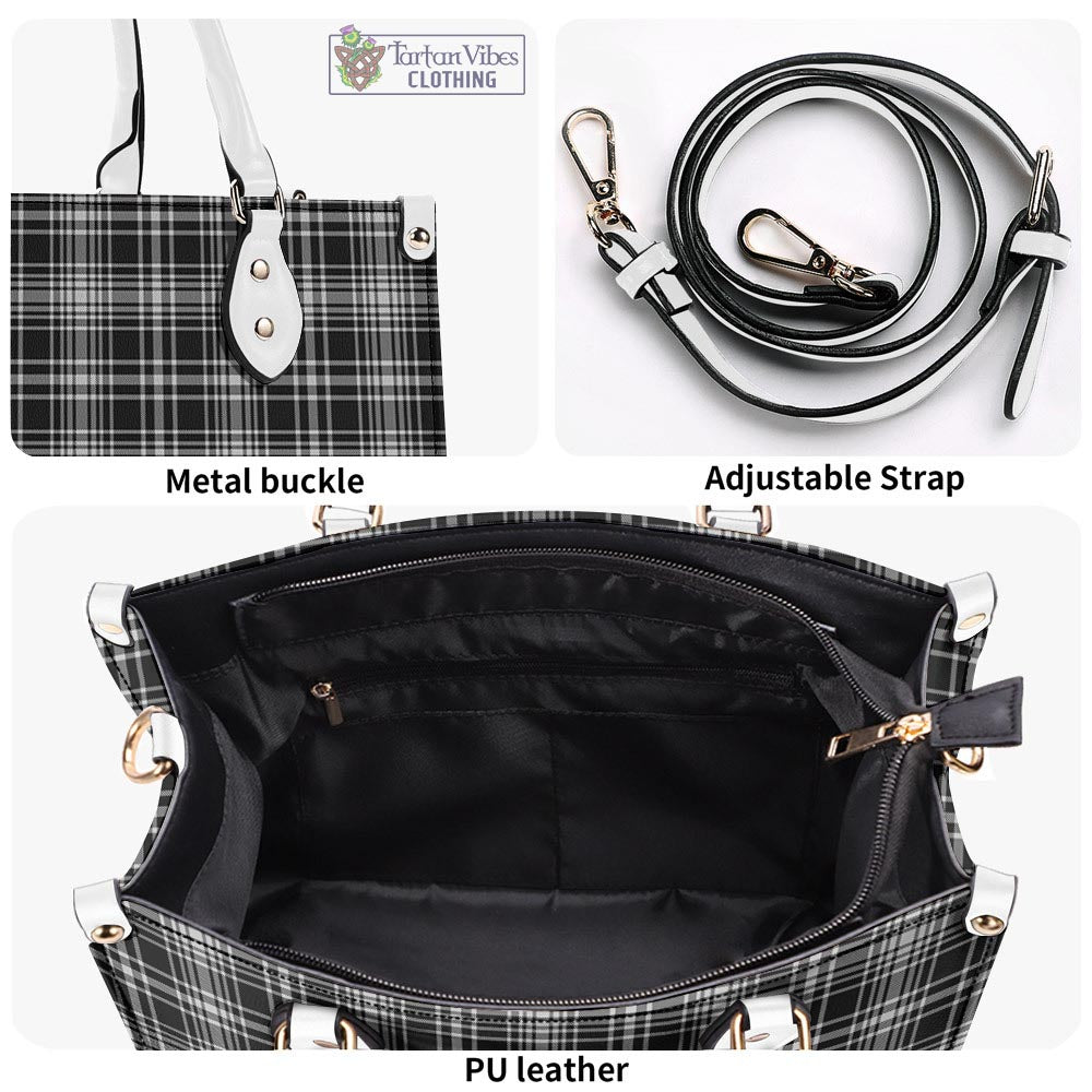 Tartan Vibes Clothing MacLean Black and White Tartan Luxury Leather Handbags