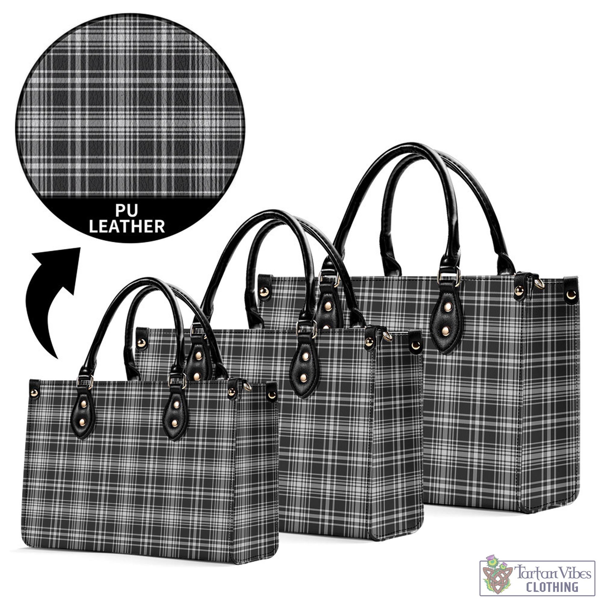 Tartan Vibes Clothing MacLean Black and White Tartan Luxury Leather Handbags