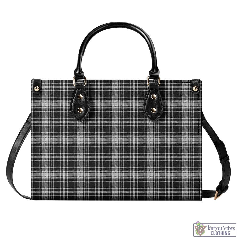 Tartan Vibes Clothing MacLean Black and White Tartan Luxury Leather Handbags